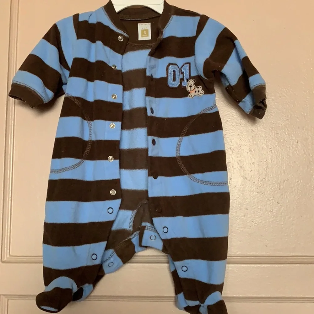 CARTER’S 3 MONTH ONCIES BUNDLE 2 NEW BLUE & BROWN